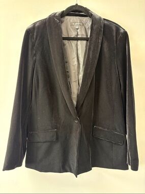 IC COLLECTION Velvet Shawl Collar Black Blazer